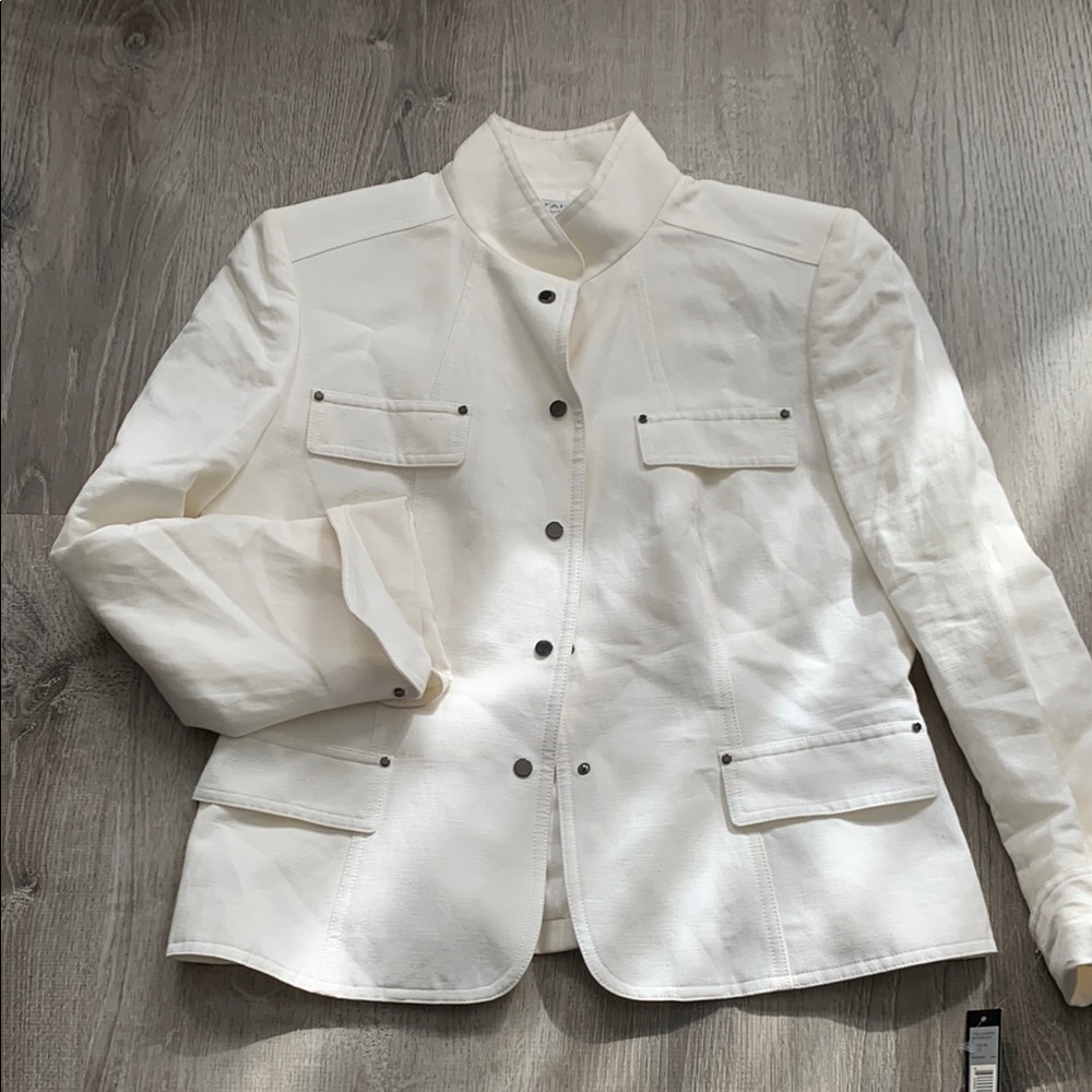 Tahari ASL White and Black Blazer Structured Tailored Fit